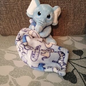 Little Beginnings Elephant Lovey Plush Baby Hugging Animal Blanket 12” Baby Blue